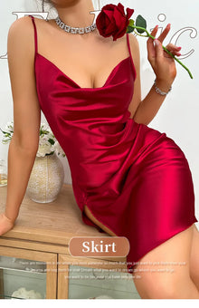 Backless Suspender Skirt Dress for Women Comfortable Pajamas Summer Solid Silk Satin Imitation Silk Sexy Backless Nightgown
