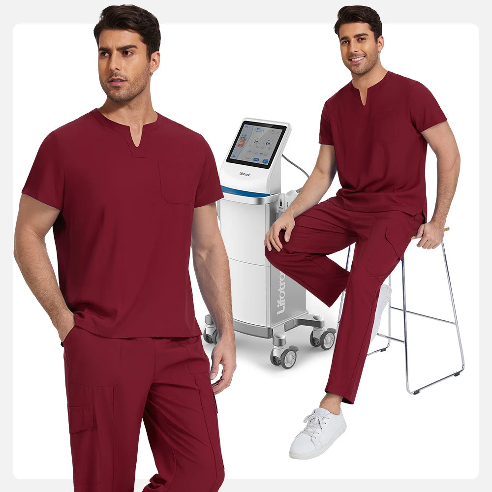 Niaahinn Medical Surgical Uniforms Doctor Costume Men Nurse Surgery Anesthetist Workwear Clinical Nursing Scrubs Tops-Pants Suit