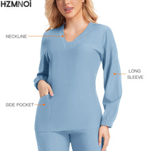New Scrubs Nurse Uniforms Long Sleeve V-neck Top+Straight Pants Women Multicolor Nursing Scrubs Set Pet Doctor Medical Workwear