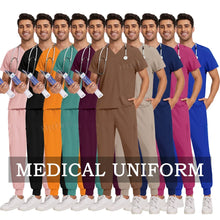 Men Women Unisex Nurse Surgical Scrubs Suits Doctor Medical Hospital Uniform Top Jogger Pants Scrubs Nursing Veterinary Uniforms