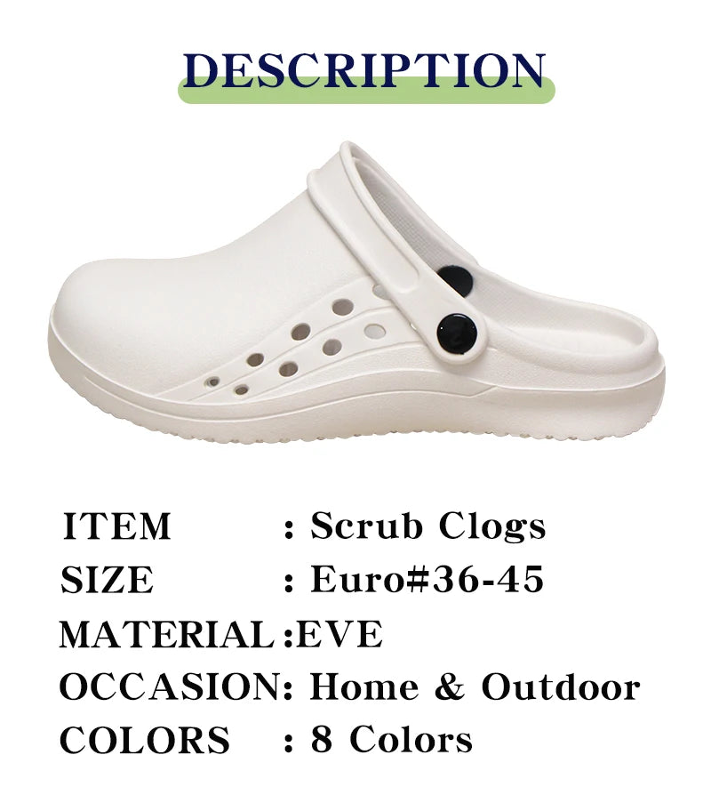 Non-slip Doctor Work Shoes Step-in Medical Clogs Premium Operating Room Shoes EVA Hospital Scrub Clogs Soft Dentist Vet Slippers