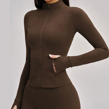 Women Stand Up Collar Zip Jacket Yoga Long Sleeve Gym Wear