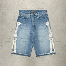 Gothic retro hot diamond denim shorts men's clothing street Harajuku Hiphop High High waiting jeans men's shorts casual pants