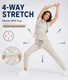 KUNG SCRUBS Beauty Salon Uniforms Women's Surgical Scrubs Set Slim Fit T-Shirt Pants Soft Breathable Nursing Workwear