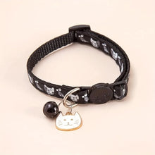 Adjustable Pet Cat Collar Quick Release Safety Buckle Anti-lost Cat Necklace Cat Pattern with Cat Face Pendant Bell