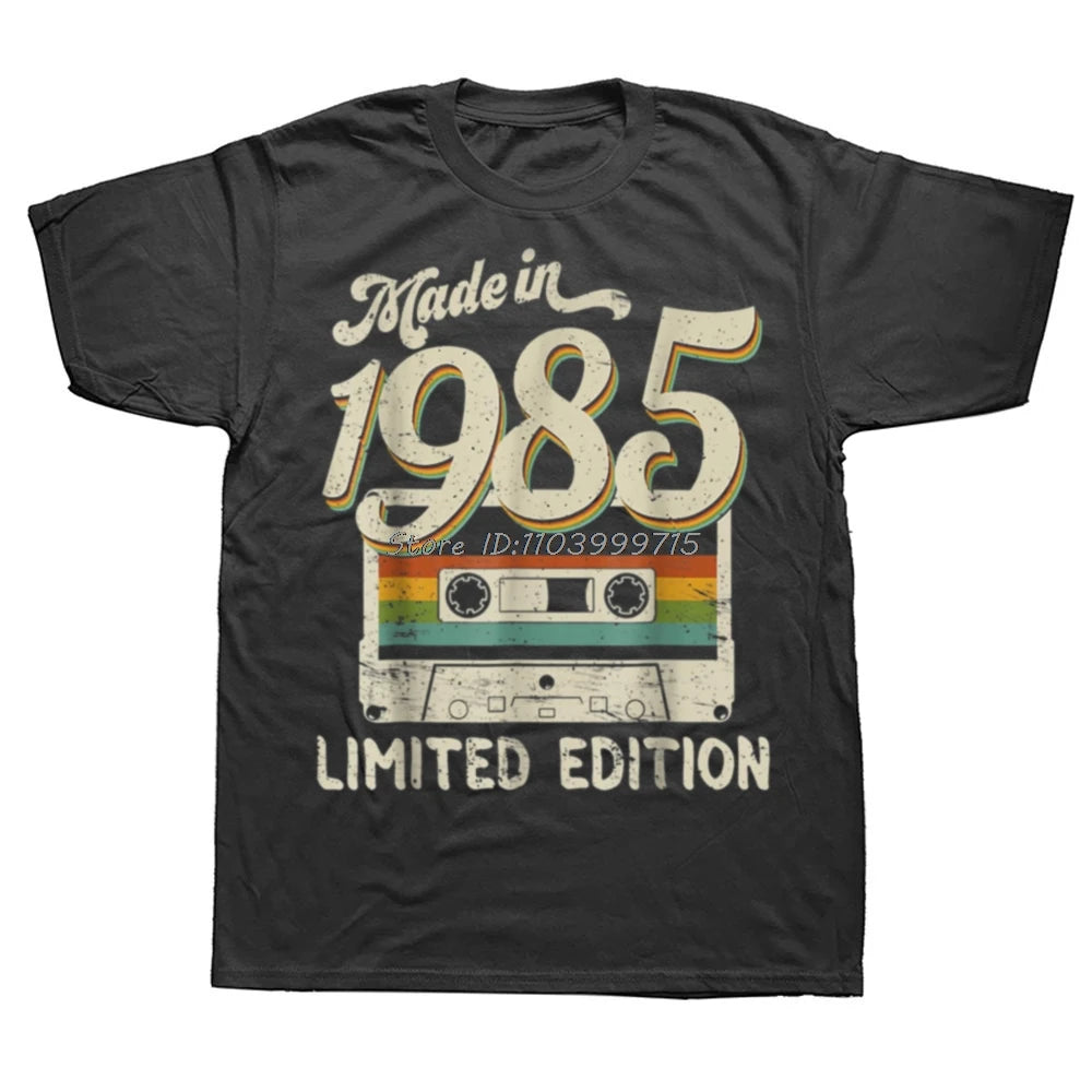 Funny Made In 1985 Limited Edition 39th Birthday Cassette Tape T Shirt Cotton Streetwear Short Sleeve Birthday Gifts T-shirt Men