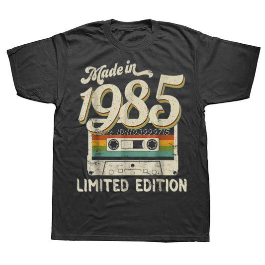 Funny Made In 1985 Limited Edition 39th Birthday Cassette Tape T Shirt Cotton Streetwear Short Sleeve Birthday Gifts T-shirt Men