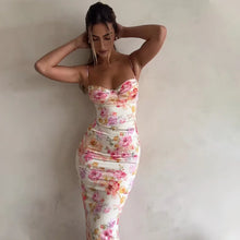 Floral Suspender Split Spaghetti Strap Beach Dress