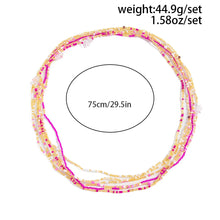 6Pcs/set Bohemian Style Waist Chain Women Pink Rice Bead Elastic Body Chain Stylish Sexy Beach Vacation Jewelry Accessories Gift