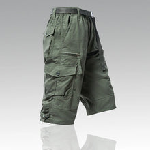 Mens Cargo Shorts 100% Cotton Casual Running Shorts Elastic Waist Hiking Outdoor with a Belt