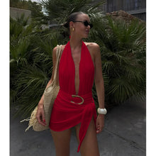 Two Piece Micro Bikini Halter Swimwear Solid Bodysuit