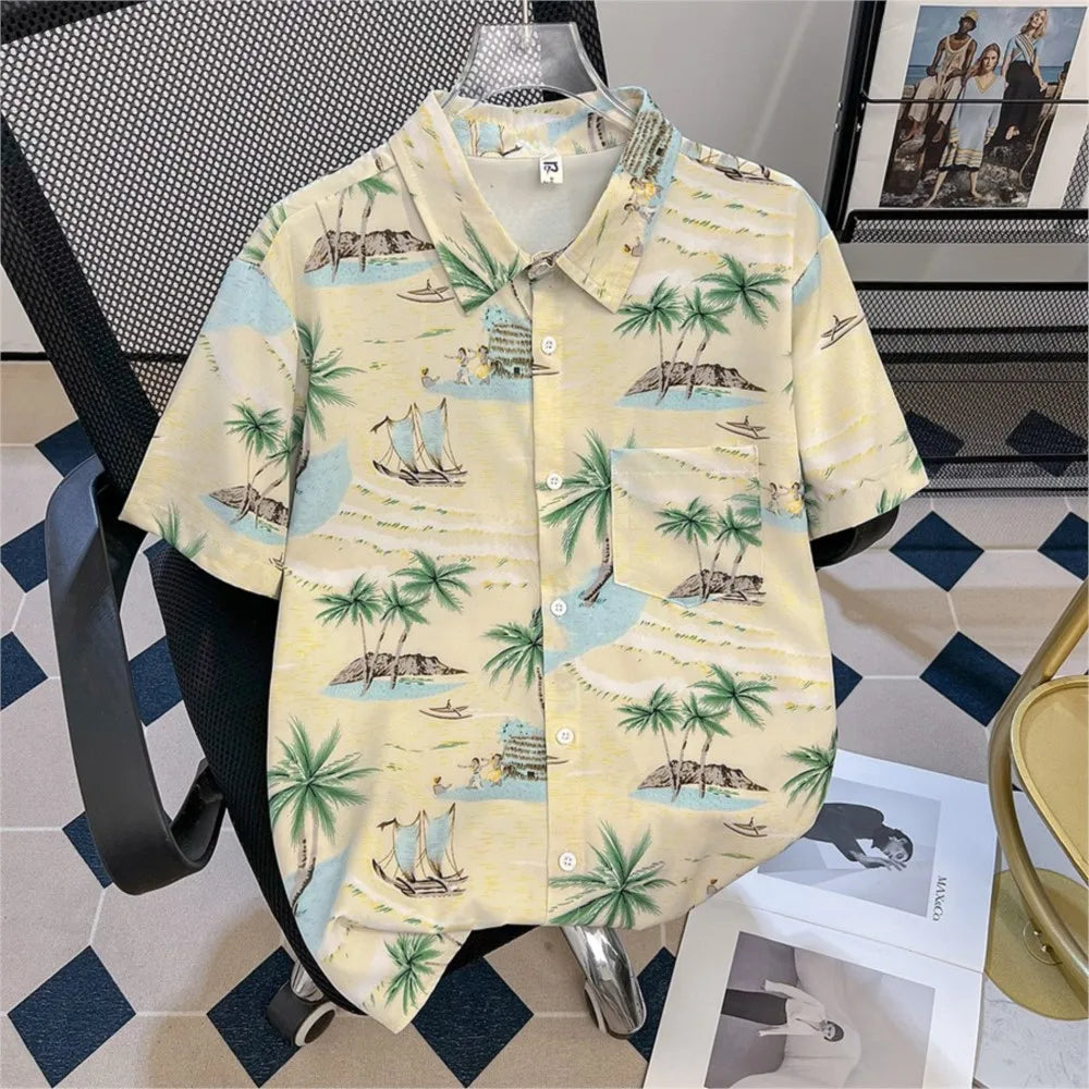 2026 Casual Menswear Clothing Short Sleeves Men's T-shirt Men's Shirts Personality Daily All-match Man's Clothe Gradient Printed