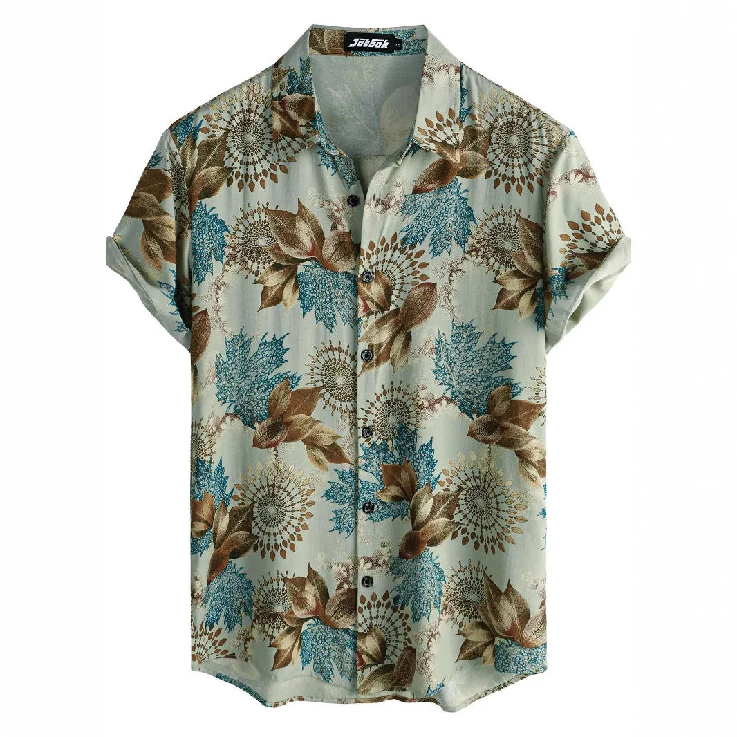Hawaiian 3D Printed Shirt Amazon Independent Station Bestseller Notch Collar Short Sleeve Shirt