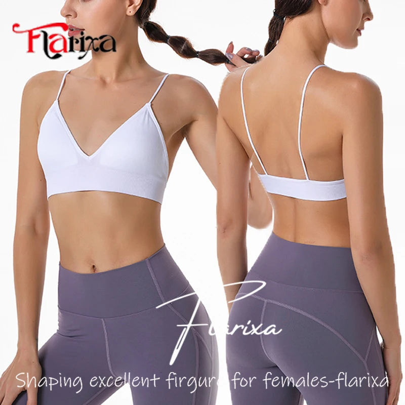 Flarixa Triangle Cup Deep V Neck Bralettes Camisole Bra for Woman Yoga Top Corset With Push Up Effect Soft Underwear Lingerie