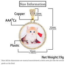 Hip Hop Jewelry Bling CZ Memorial Picture Frames Necklace Personalization Photo Custom 26/35/45/68.5MM Circle Medallions Pendant