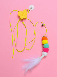 Pet Teasing Stick Kitten Self Hi Elastic Rope Cat Toy Feather Bell Teasing Stick Hanging Swing Toy