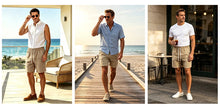 Men Linen Drawstring Waist Shorts Regular Fit Beach Resort Travel Daily Outdoor Vacation Casual Summer Walk Short Pants
