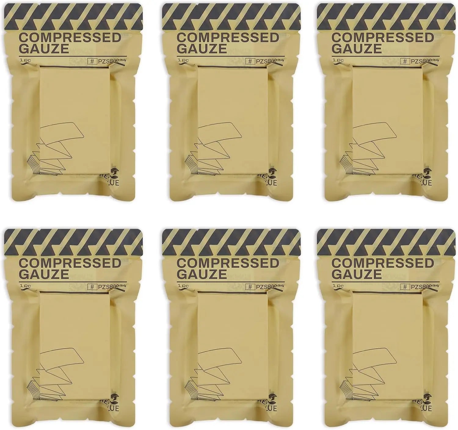 RHINO RESCUE  Sterile Compressed Gauze for Emergency Wound Dressing, First Aid and Trauma Kit