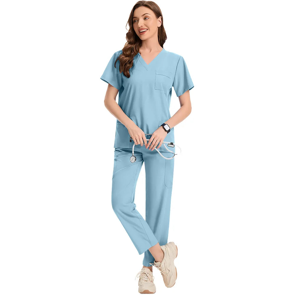 Slim Fit Medical Uniforms Women Scrubs Sets Male Doctors Hospital Nurses Accessories Dental Clinic Spa Salon Workwear Clothes