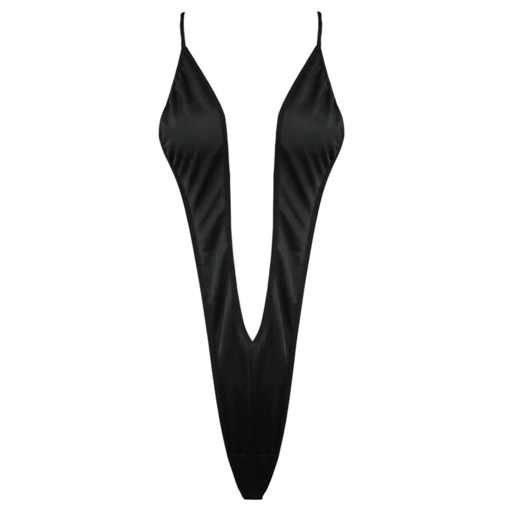 Women Sexy Lingerie Bodysuit Swimsuit Tempt Backless Deep V Bikini High Stretch Three-Point  Bikini Swimsuit Clubwear