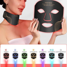 Silicone LED Mask Face With Neck 7 Colors LED Photon Red Light Infrared Therapy Flexible Facial Mask Repair Skin Wireless Use