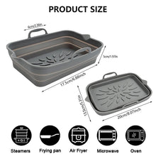 Silicone Air Fryers Oven Baking Tray Rectangle Oven Baking Tray Basket Reusable Liner Pizza Basket Mat Insert Dish Pan Accessory