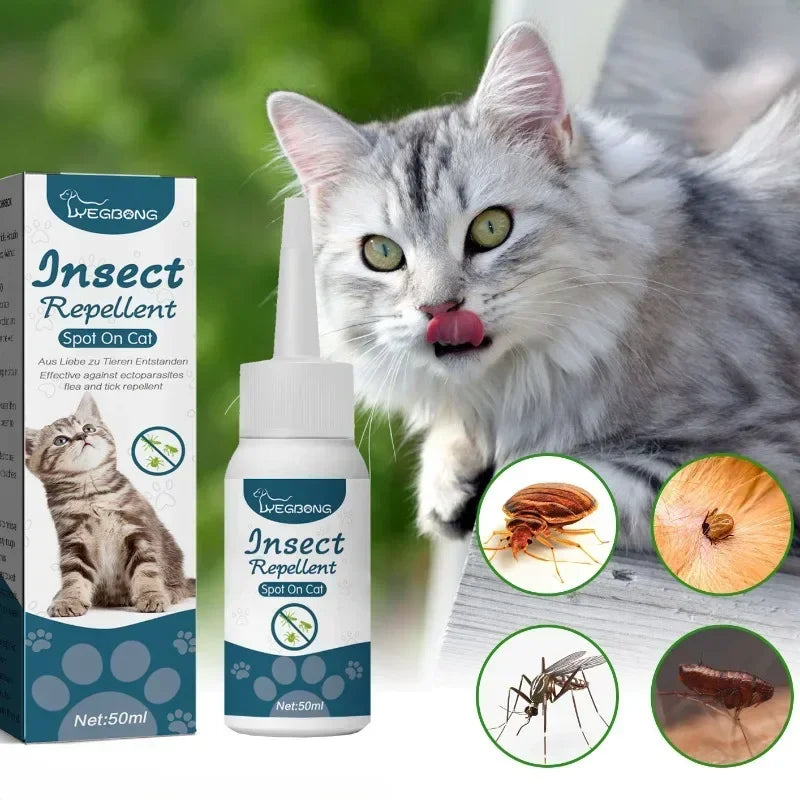 50ml Pet Anti Flea Tick Agent for Cats, Dogs, and Dogs. Extracorporeal Deworming Skin Cleaning Agent for Lice, Ticks, and Ticks