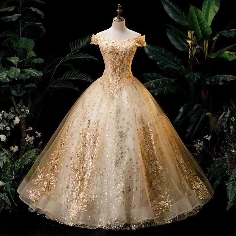 Womens Ankle Length Organza Wedding Dress With Puff Skirt