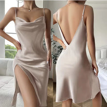 Backless Suspender Skirt Dress for Women Comfortable Pajamas Summer Solid Silk Satin Imitation Silk Sexy Backless Nightgown