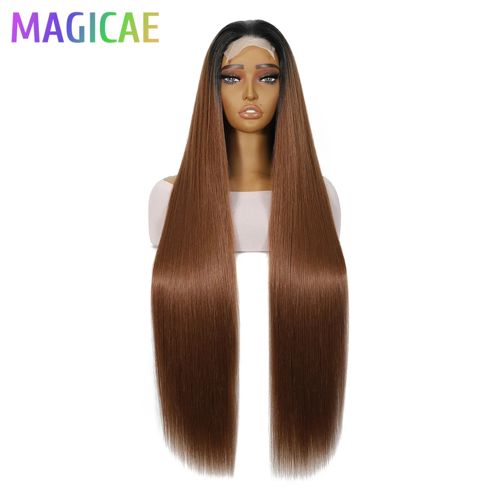 Magicae 36 Inch 4x4 Lace Front Wig Chestnut Brown Ombre