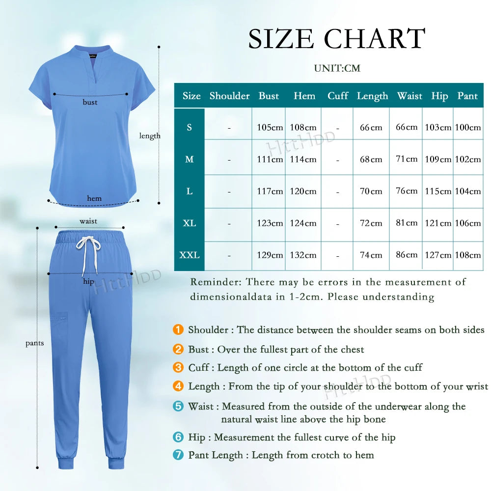 Medical Scrub Joggers Sets Fashion Nurse Uniform Women Men Beauty Salon Healthcare Pharmacy Nursing Scrub Top+pants Suit Uniform