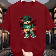 Nouveau t-shirt homme été tendance respirant à col rond avec motif imprimé baskets ours géométrique haut décontracté extérieur
