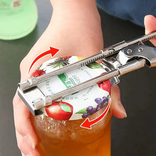 Ouvre-bouteille et ouvre-boîte multifonction réglable en acier inoxydable, outil de cuisine robuste à prise facile et économiseur d'effort
