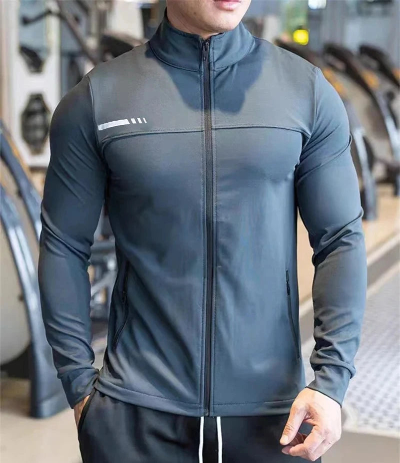 2025 New Autumn Men's casual stand collar zipper Sweatshirt jogging Sport Jacket coat Men Gym Fitness slim fit long sleeve Top