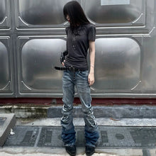 Y2k American Vintage Bootcut Jeans Full Length Distressed Subculture Denim Punk Style Retro Slim Zipper Mid Waist 2025 Autumn