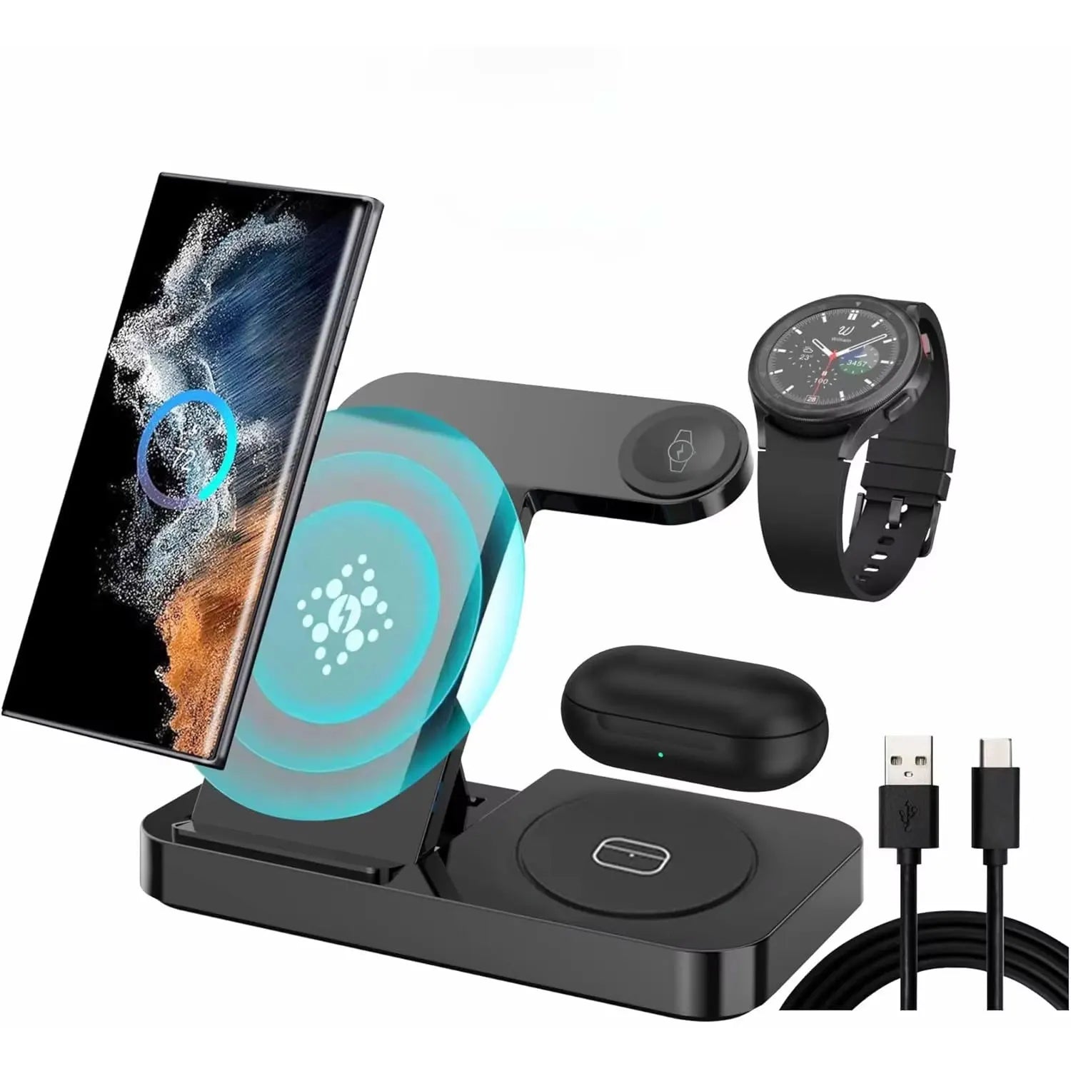 3 in 1 Wireless Charger for Samsung Galaxy S26 Ultra/S25/S24 Stand for Galaxy Watch 9/8/7/6/5 Buds 4/3/Pro Fast Charging Station