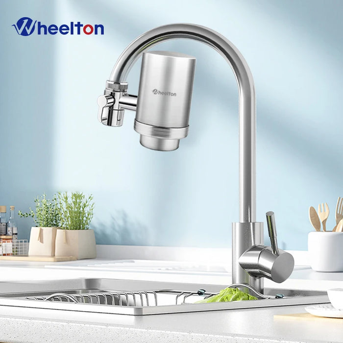 Wheelton Stainless Steel Kitchen Tap Filter Water Purifier Faucet Composite Activated Carbon Household Drinking Filtration Home