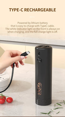 1 pièce/2 pièces mini moulin à poivre automatique rechargeable par USB, moulin à sel et à poivre à mouture réglable pour épices de cuisine