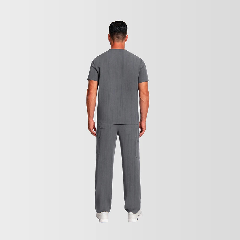 KUNGFU SCRUBS Mens Uniforms Medical Surgical Scrubs Set Short Sleeve V-Neck Top & Pants Soft Breathable Stretch Nursing Workwear