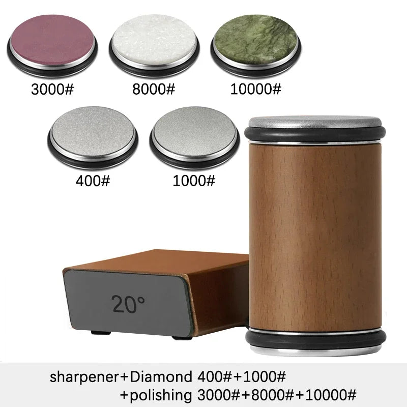 Rolling Knife Sharpener For Straight Edge Knife Sharpener Kit With 15/20° Degree Magnetic Angle For Kitchen Knives Whetstone Set