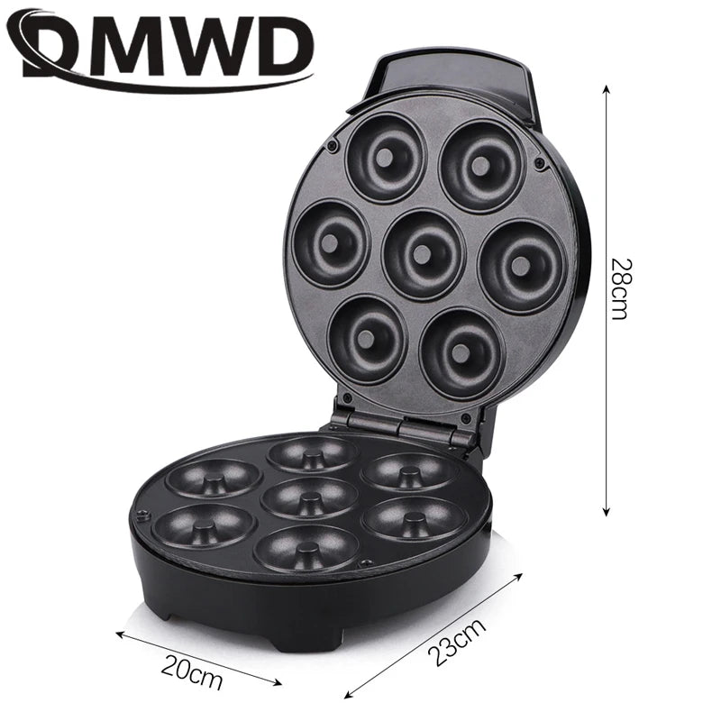 DMWD 110V/220V Electric Donut Maker Automatic Heating Egg Cake Bread Baking Machine High Power Fast Heating Oven Pan Breakfast