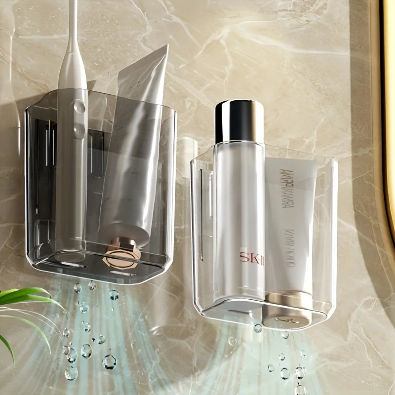 Wall-Mounted Toothbrush Holder, Adhesive Bathroom Storage Organizer Without Drilling, Kitchen Bathroom Organizer and Storage