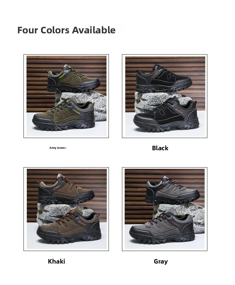 Outdoor Climbing Shoes Men's Trendy Flat Work Shoes Casual Sports Style New Model Comfortable Warmth Synthetic Leather Upgraded