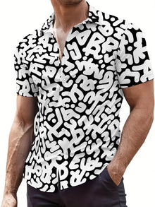 2026 Summer New Style Men's Short-Sleeved Shirt with 3D Letter Print for Street Casual Fashion Comfortable Soft Breathable