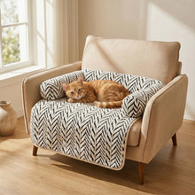 Pet Sofa Bed Mat with Side Bolsters Soft Fluffy Couch Protector Mat Anti-slip Dog Cat Bed Sleeping Cushion for Small Medium Pets