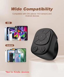 Tiktok Scrolling Ring Tiktok Remote Control, Bluetooth Page-Turning Ring Scroll Device for iPhone and Ipad, with Camera Shutter, Short Video and Music Remote Control Functions, Compatible with Ios and Android Phones