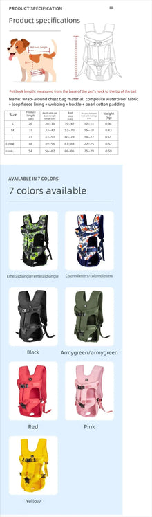 Pet Front Carrier Backpacks Ajustable Hands Free Dog Backpack For Small Mediun Dogs Breathable Cats Outdoor Travel Carrier Bags