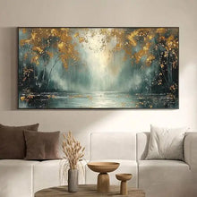 100% Handmade Abstract Oil Painting Original Gold Forest Landscape Wall Art Picture Large Mural For Home Living Room Decor Image