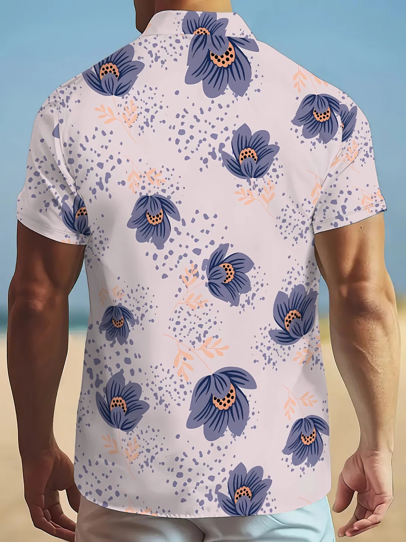 2026 Summer New Style Men's Short-Sleeved Shirt with 3D Flower Pattern Print Street Casual Fashion Comfortable and Soft