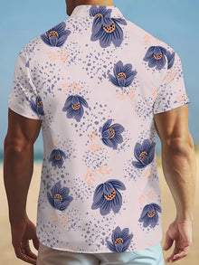 2026 Summer New Style Men's Short-Sleeved Shirt with 3D Flower Pattern Print Street Casual Fashion Comfortable and Soft